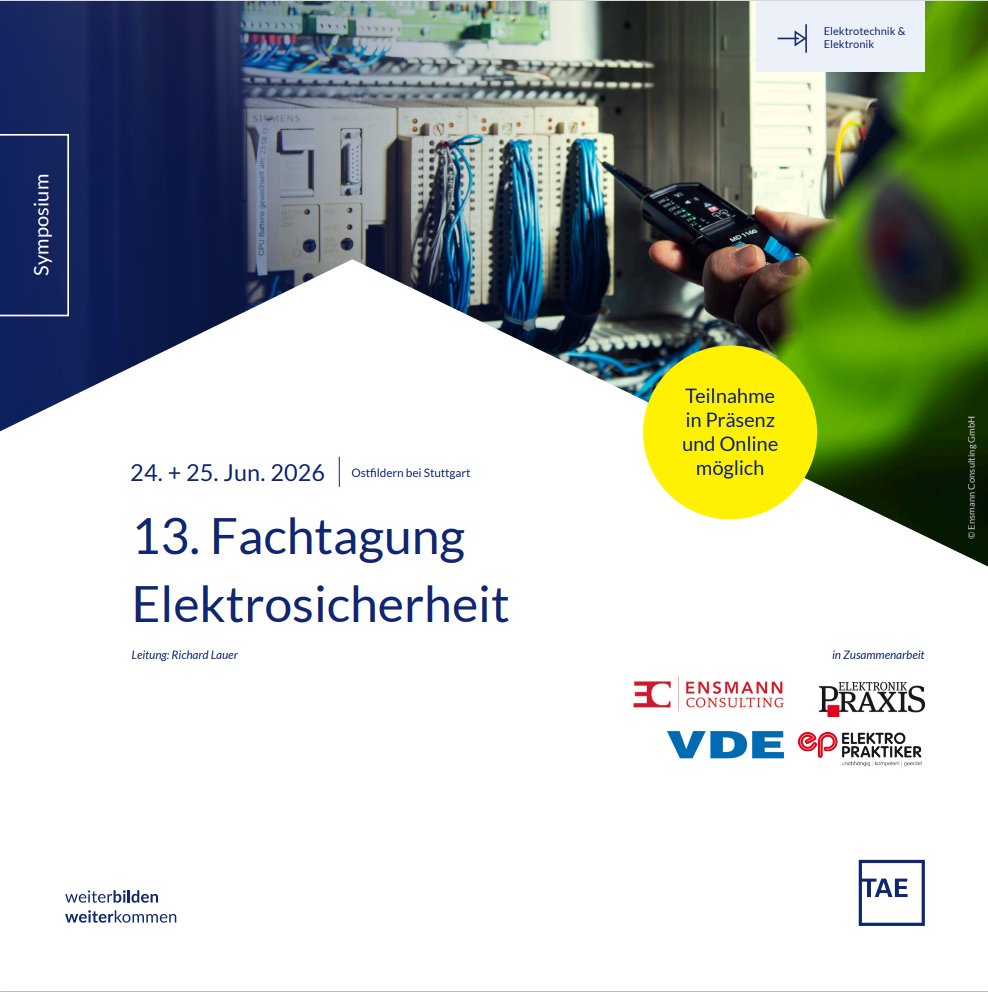 13. Fachtagung Elektrosicherheit am 24. und 25. Juni 2026
